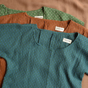 Cross Stitch Pieces Top - 100% Indian Cotton Muslin - Viridian Blue (Women S-L)