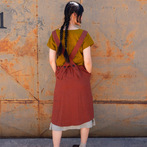 Mamiko Apron Dress - 100% Linen - Cinnamon Dust (Women S-XL)