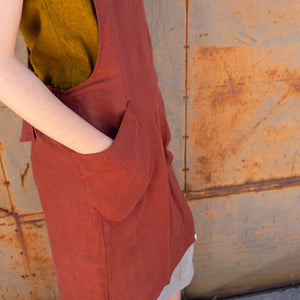 Mamiko Apron Dress - 100% Linen - Cinnamon Dust (Women S-XL)