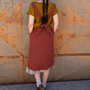 Mamiko Apron Dress - 100% Linen - Cinnamon Dust (Women S-XL)