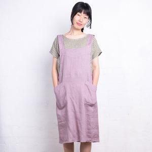 Mamiko Apron Dress - 100% Linen - Calamine Pink (Women S-XL) *REDUCED
