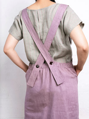 Mamiko Apron Dress - 100% Linen - Calamine Pink (Women S-XL) *REDUCED