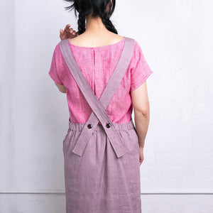 Mamiko Apron Dress - 100% Linen - Calamine Pink (Women S-XL) *REDUCED