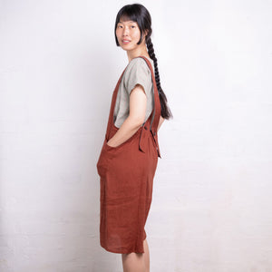 Mamiko Apron Dress - 100% Linen - Cinnamon Dust (Women S-XL)