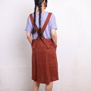 Mamiko Apron Dress - 100% Linen - Cinnamon Dust (Women S-XL)
