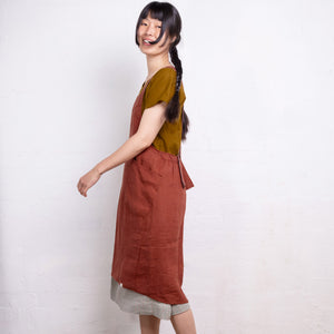 Mamiko Apron Dress - 100% Linen - Cinnamon Dust (Women S-XL)
