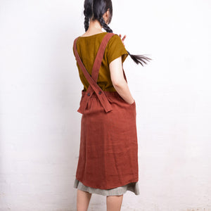 Mamiko Apron Dress - 100% Linen - Cinnamon Dust (Women S-XL)