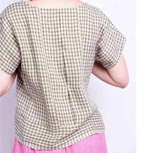 Pieces Top - 100% European Linen - Garden Gingham (M-L) *Last ones
