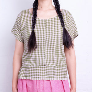 Pieces Top - 100% European Linen - Garden Gingham (M-L) *Last ones