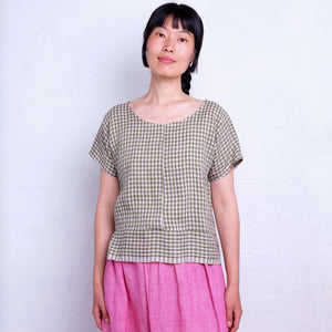 Pieces Top - 100% European Linen - Garden Gingham (M-L) *Last ones