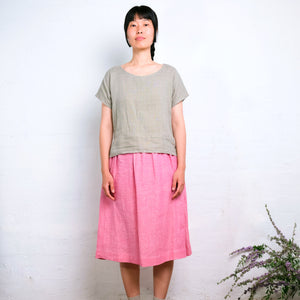 Pieces Top - 100% Linen - Sage Pink Check (S-L) *Last ones