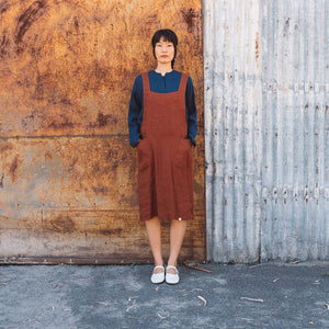 Mamiko Apron Dress - 100% Linen - Cinnamon Dust (Women S-XL)