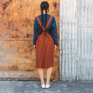 Mamiko Apron Dress - 100% Linen - Cinnamon Dust (Women S-XL)