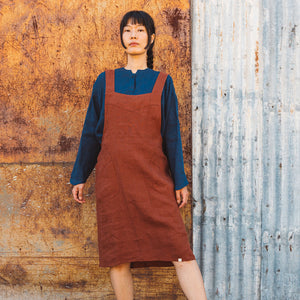 Mamiko Apron Dress - 100% Linen - Cinnamon Dust (Women S-XL)
