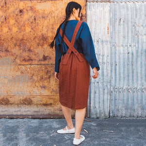 Mamiko Apron Dress - 100% Linen - Cinnamon Dust (Women S-XL)