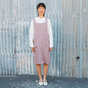 Mamiko Apron Dress - 100% Linen - Calamine Pink (Women S-XL) *REDUCED