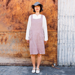 Mamiko Apron Dress - 100% Linen - Calamine Pink (Women S-XL) *REDUCED