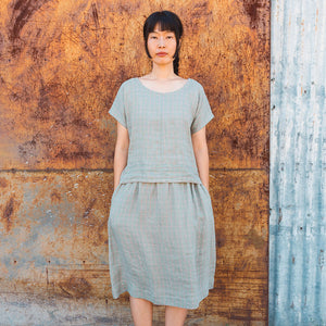 Pieces Top - 100% Linen - Sage Pink Check (Women S-L)