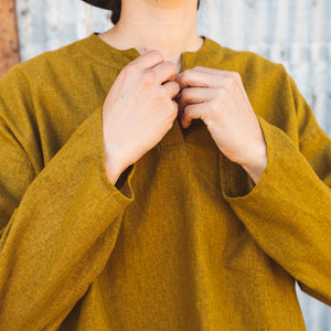 Women's Garden Shirt in Organic Linen/Cotton - Dijon