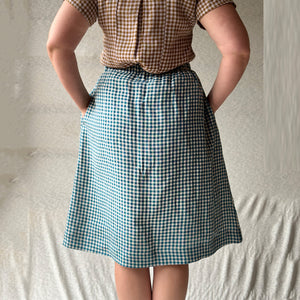 Pocket Skirt in 100% Linen - Frankie Gingham (Women)