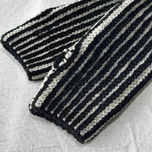 Brioche Handwarmers - 100% Chunky Highland Wool - Black/Ecru (Adult)