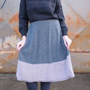 Rosalie Colourblock Panel Skirt - 100% Baby Alpaca - Grey/Lavender