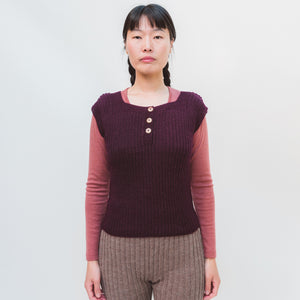 Women's Rico Vest - 100% Baby Alpaca - Aubergine (S-M) *Returning 2026