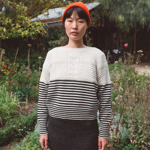 Women's Gansey Sweater - 100% Highland Wool - Stripe (S-L) *Returning 2026