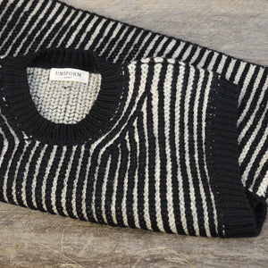 Women's Chunky Brioche Vest - 100% Highland Wool - Black/Ecru (S-L)