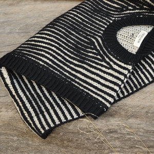 Women's Chunky Brioche Vest - 100% Highland Wool - Black/Ecru (S-L)