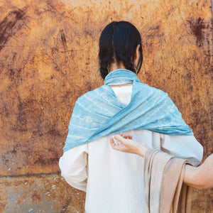 Organic Indigo Hand Dyed Silk Noil Loop Scarves