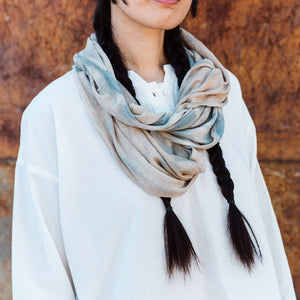 Organic Indigo & Cutch Hand Dyed Silk Noil Loop Scarves *Last One!