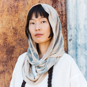 Organic Indigo & Cutch Hand Dyed Silk Noil Loop Scarves