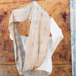 Organic Indigo & Cutch Hand Dyed Silk Noil Loop Scarves *Last One!