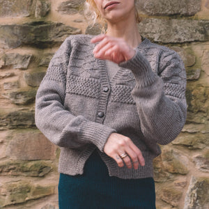 Nami Gansey Cardi - 100% Chunky Highland Wool - Light Brown