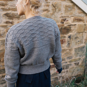 Nami Gansey Cardi - 100% Chunky Highland Wool - Light Brown