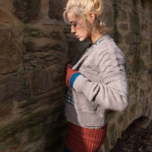 Nami Gansey Cardi - 100% Chunky Highland Wool - Light Brown