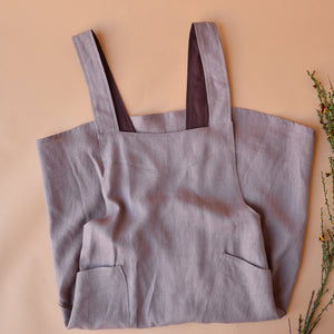 Mamiko Apron Dress - 100% Linen - Calamine Pink (Women S-XL) *REDUCED