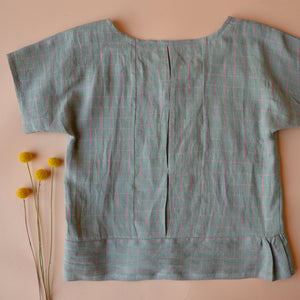 Pieces Top - 100% Linen - Sage Pink Check (S-L) *Last ones