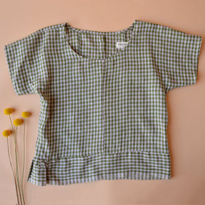 Pieces Top - 100% European Linen - Garden Gingham (M-L) *Last ones