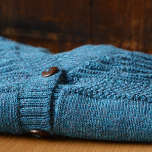 Women's Gansey Cardi - 100% Baby Alpaca - Light Peacock (S-L) *Returning 2026