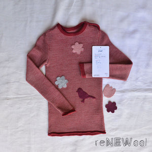 Organic Merino Baby Jumper - Bordeaux/Rose (2-3y) *PRE-LOVED/MENDED