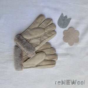 Adults Lambskin Riding Gloves - Beige (Size 7) *PRE-LOVED/MENDED