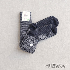 Kneehigh Hygge Fairisle Organic Wool Socks - Black/Grey (36-37)*SECONDS/MENDED