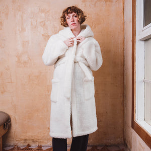 Hooded Bath Robe - 100% Wool - Natural (Unisex)
