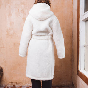 Hooded Bath Robe - 100% Wool - Natural (Unisex)