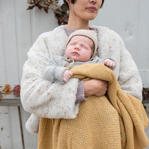 Women's Plush Cropped Cardi Jacket - 100% Wool - Multi-Dots *Last One!