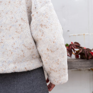 Women's Plush Cropped Cardi Jacket - 100% Wool - Multi-Dots *Last One!