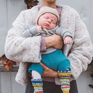 Women's Plush Cropped Cardi Jacket - 100% Wool - Multi-Dots *Last One!