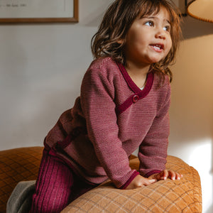 Organic Merino Baby Jacket - Cassis/Rose (3m-4y) *Retired Colour